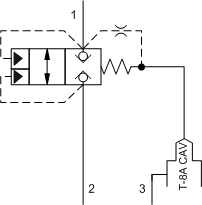 Vent-to-open, spring-biased closed, unbalanced poppet logic element with pilot source from port 1 and integral T-8A control cavity