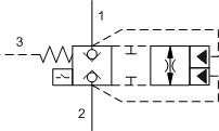 Pilot-to-close, spring-biased closed, unbalanced poppet logic element with metering notches and position switch